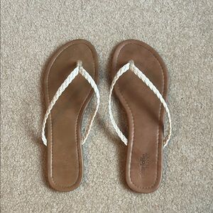 Women's White Braided Flip Flops